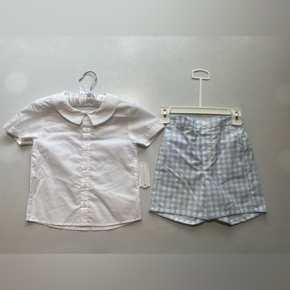Edgehill Collection Other - NEW- Kids Edgehill Collection Top & Bottom 2 PieceSet Cotton White & Blue
